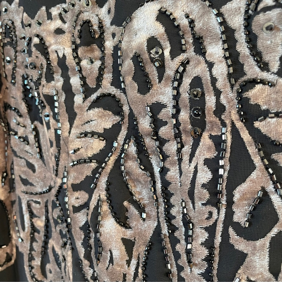 Vintage Black Velvet Maxi Dress Beaded Y2K whimsigoth Fairy Grunge Boho M - Picture 5 of 11